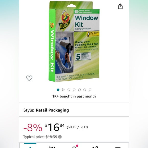 NEW 2pk Duck Window Kit Home Smart Earth Friendly Crystal Clear Insulating Film - Picture 2 of 7